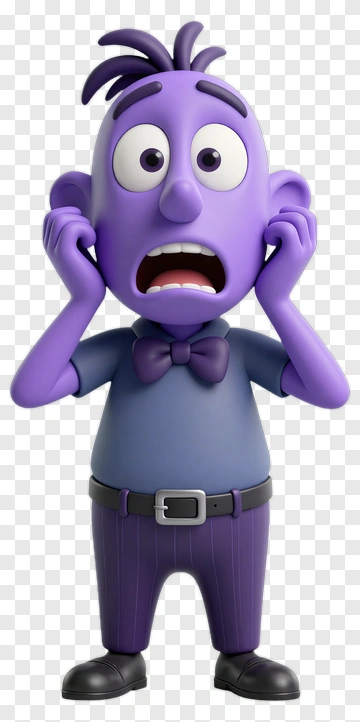 Purple Cartoon Character Looking Surprised PNG