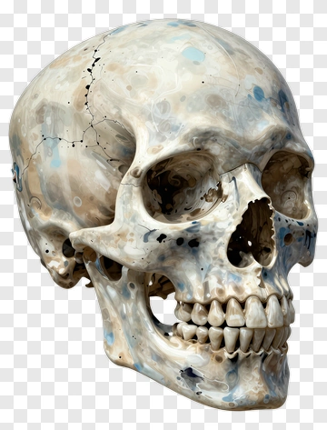 Realistic Skull With Cracks And Colorful Details PNG