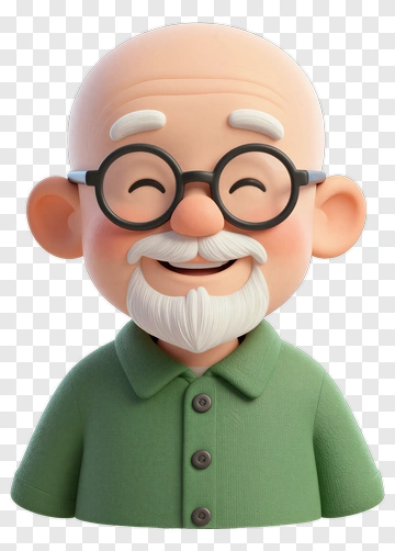 Cartoon Grandfather Smiling PNG