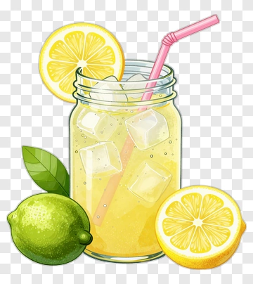 Lemonade In A Jar With Lemon And Lime Slices PNG