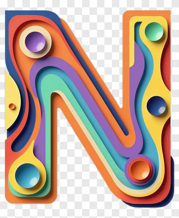 Colorful 3D Letter N PNG