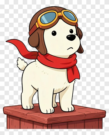 Cartoon Dog Wearing Aviator Goggles And Red Scarf PNG