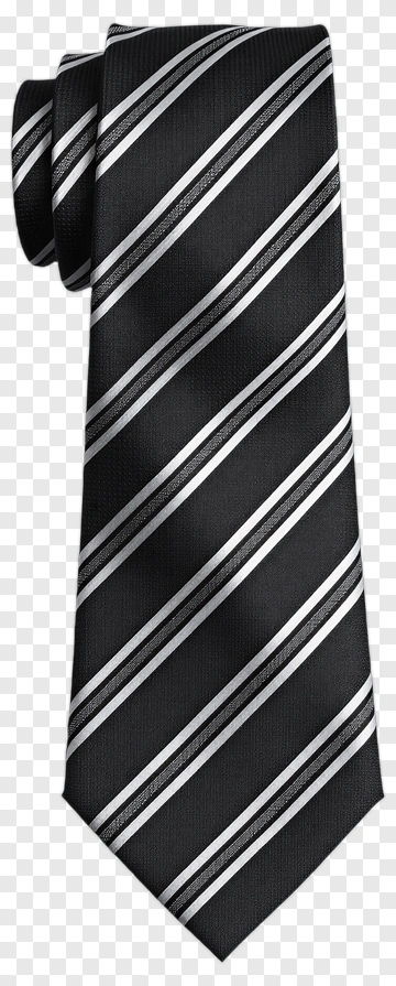 Black And Silver Striped Tie PNG