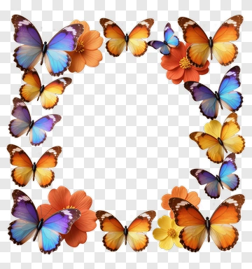 Colorful Butterfly Frame PNG