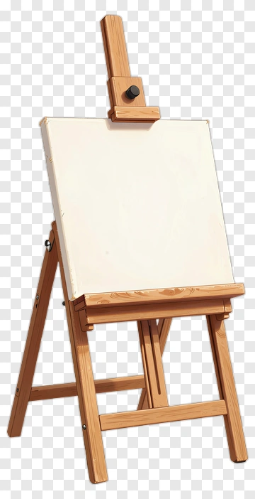 Wooden Easel With Blank Canvas PNG