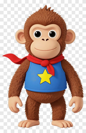 Cartoon Monkey Character Wearing A Superhero Cape PNG