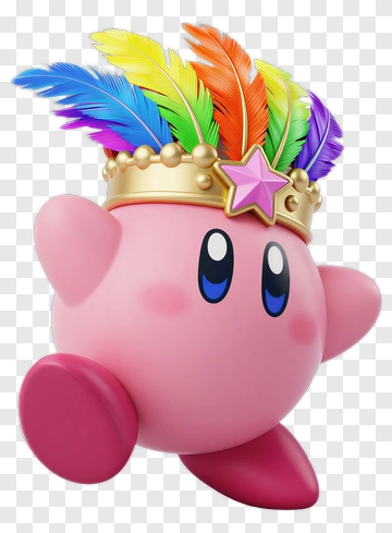Kirby Wearing A Colorful Crown PNG