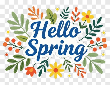 Hello Spring Floral Design PNG