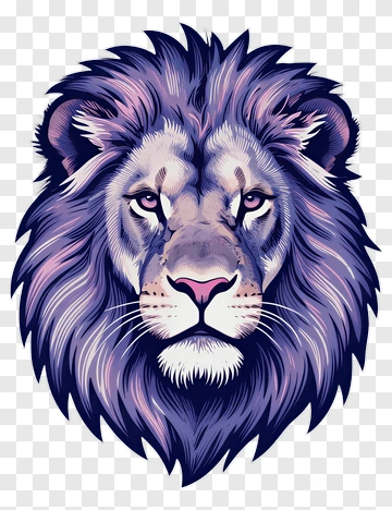 Colorful Lion Head Illustration PNG