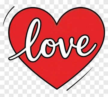 Red Heart With Love Text PNG