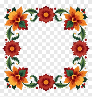 Colorful Floral Frame PNG