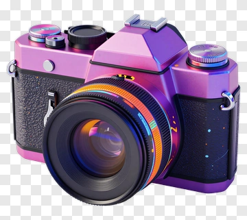 3D Camera With Colorful Design PNG