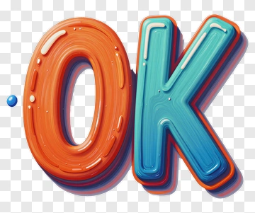 Colorful Ok Text In 3D Style PNG