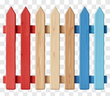 Colorful Wooden Fence PNG