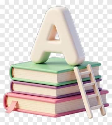 3D Stack Of Books With Alphabet Letter A PNG