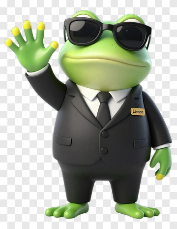 Cartoon Frog In A Suit Waving Hello PNG