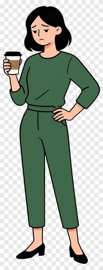 Cartoon Woman Holding A Coffee Cup PNG