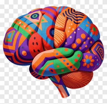 Colorful Brain With Abstract Patterns PNG