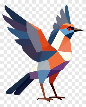 Colorful Bird In Geometric Style PNG
