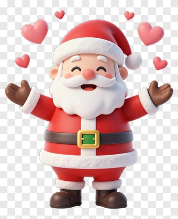 Cartoon Santa Claus With Hearts PNG