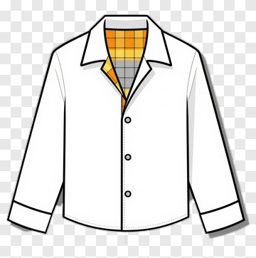 White Shirt With Yellow Plaid Lining PNG