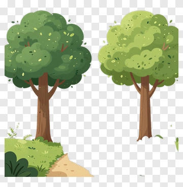 Cartoon Trees In A Forest Environment PNG