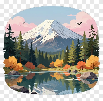 Mountain Landscape With Autumn Trees And Reflection PNG