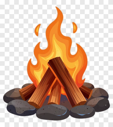 Campfire With Flames And Rocks PNG