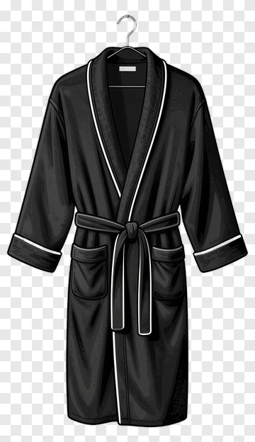 Black Bathrobe With White Trim PNG