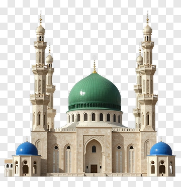 Islamic Mosque With Green Dome And Minarets PNG
