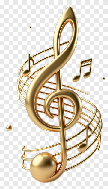 Golden Musical Note With Staff PNG