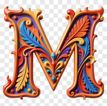 Colorful Ornate Letter M PNG