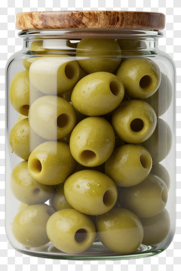 Glass Jar Filled With Green Olives PNG