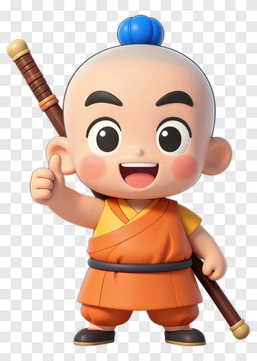 Cartoon Boy Holding A Staff PNG