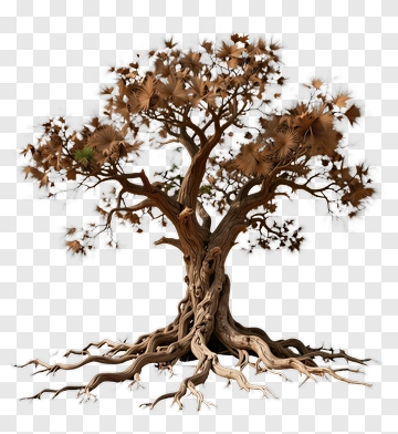 Brown Tree With Exposed Roots PNG