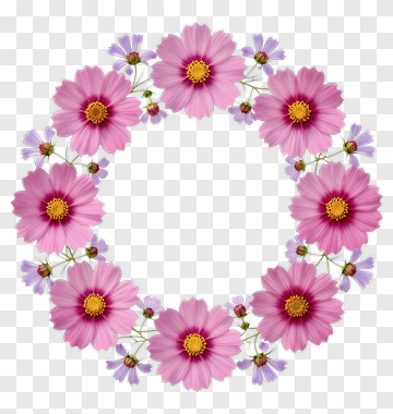 Floral Wreath With Pink Flowers PNG