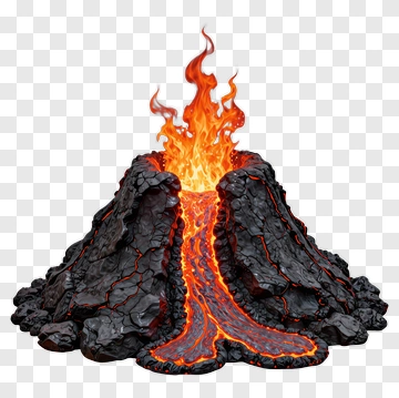 Volcano Erupting Lava PNG