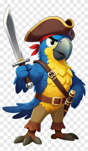 Cartoon Pirate Parrot Holding A Sword PNG