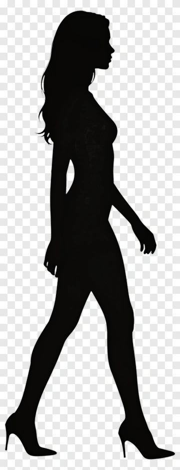 Silhouette Of A Woman Walking PNG