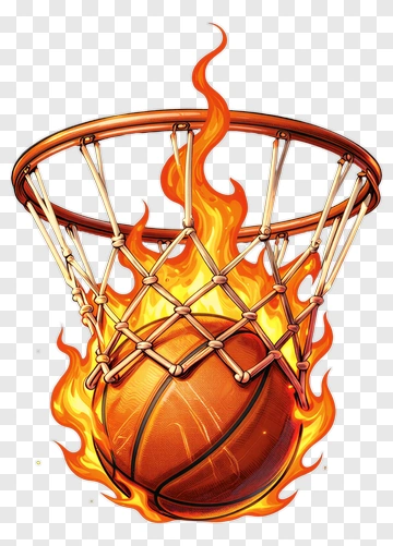 Basketball Hoop With Flames And Ball PNG