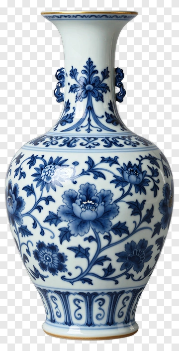 Blue Floral Porcelain Vase PNG