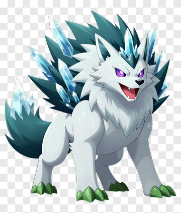 Cartoon Ice Wolf Character PNG