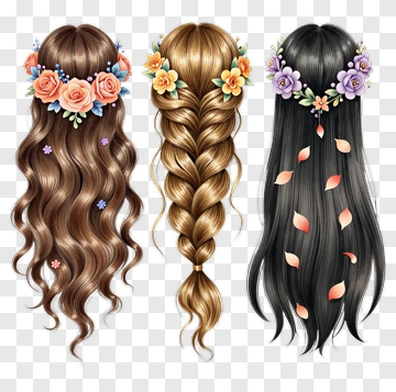 Hairstyles With Floral Accents PNG