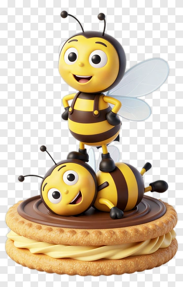 Cartoon Bees On A Cookie PNG