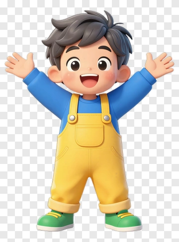 Happy Cartoon Boy With Open Arms PNG