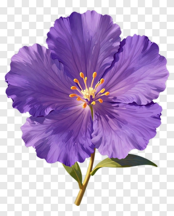 Purple Flower With Green Leaves PNG
