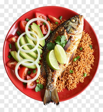 Grilled Fish With Rice And Vegetables PNG