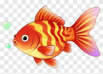 Cartoon Goldfish With Bubbles PNG