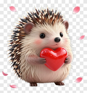 Cute Hedgehog Holding A Red Heart PNG