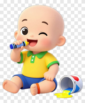 Cartoon Baby Holding A Crayon PNG